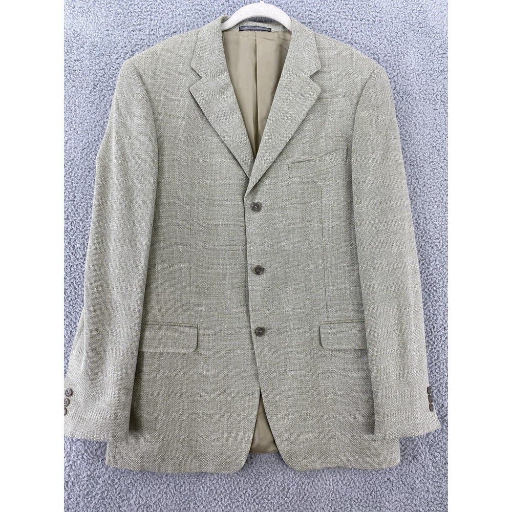 Ermenegildo Zegna Blazer Mens 54L Beige Soft Wool Silk Linen Saks Sport Coat